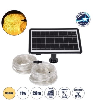 GloboStar® 90257 Αυτόνομο Ηλιακό Σετ Φωτοσωλήνα 20m LED 11W 1540lm με Ενσωματωμένη Μπαταρία 10000mAh - Φωτοβολταϊκό Πάνελ & Αισθητήρα Ημέρας-Νύχτας Αδιάβροχο IP65 - Θερμό Λευκό 3000K